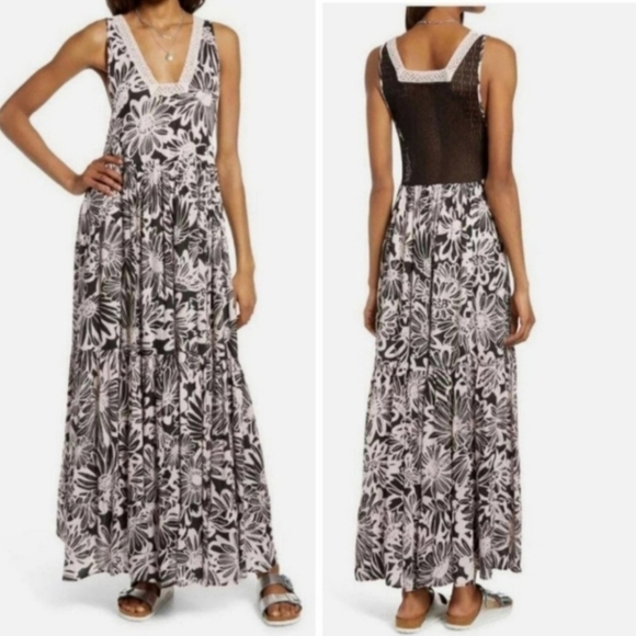 Free People Sleeveless Floral Tiered Maxi Dress - Picture 1 of 7